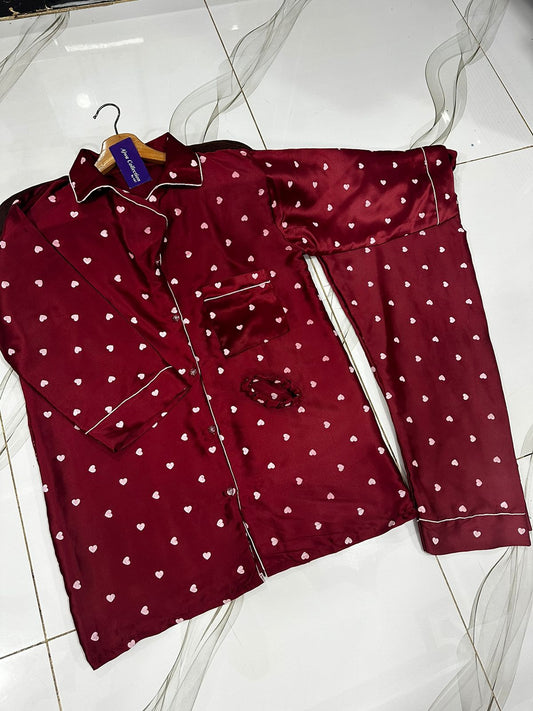 maroon printed silk suit in premium fabric for girls and woman (M H 881) MH FASHION