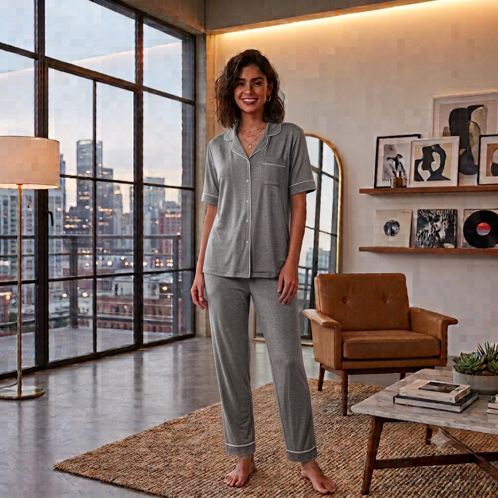 Comfort Fit Women's Loungewear Set | Half Sleeve Pajama & Button-Front Shirt Nightsuit – Available in Multiple Colors My Store
