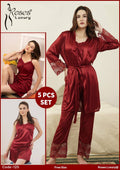 Silk 5pcs Night Suit/Nighty