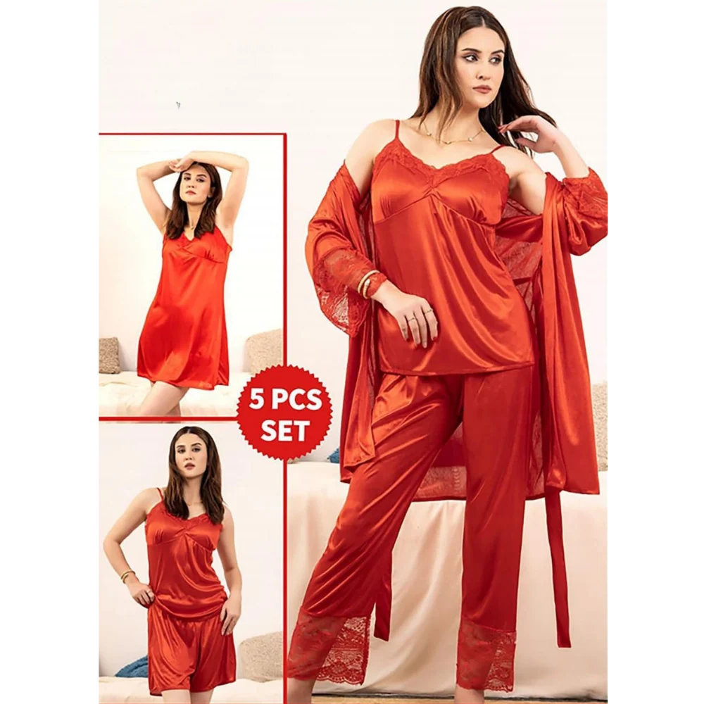 Silk 5pc Night Suit