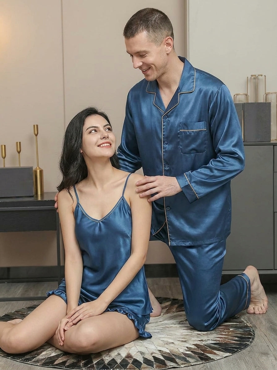 Couple Night Wear  Set – 4 Piece Matching Sleepwear | 5 Colors Available Pixy Undergarments