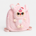 Fluffy kids backpack bag with doll