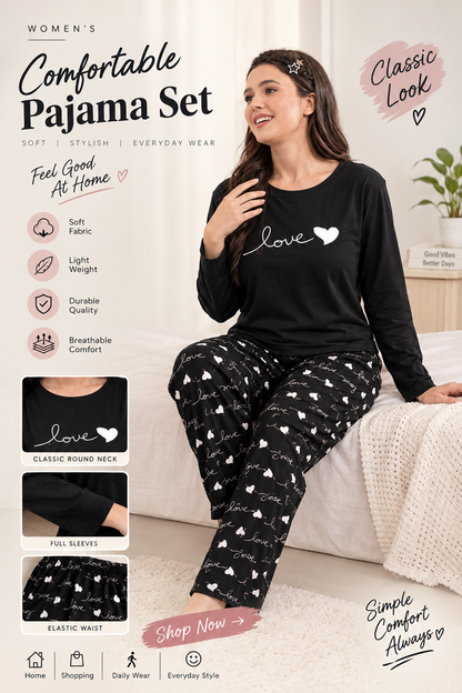 black love and love printed night suit cotton jarsy fabric SaholatMall.pk – Women’s Fashion & Lingerie Online in Pakistan