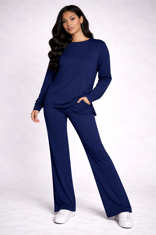 blue plain flapper style night suit in cotton jersey for summer MH FASHION