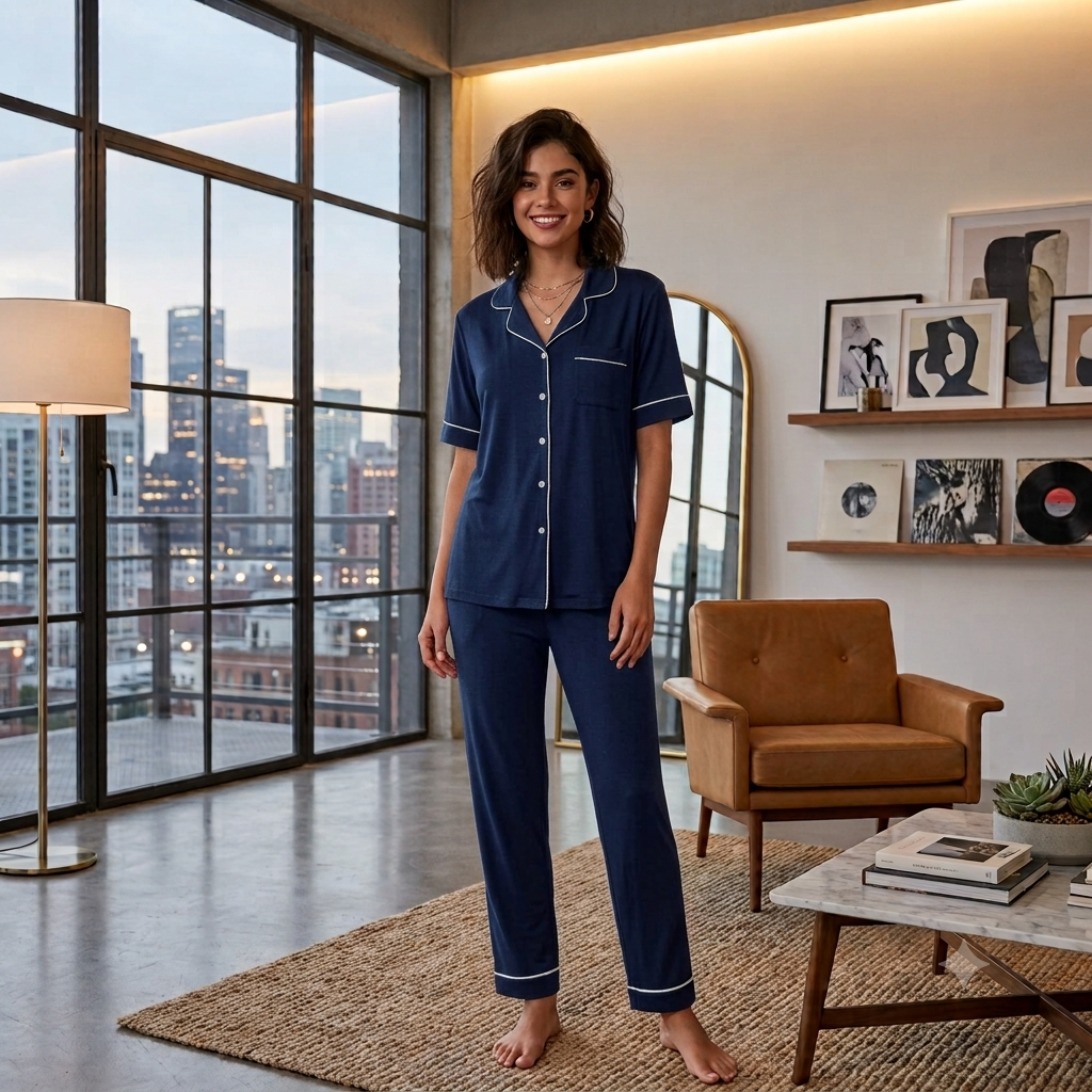 Comfort Fit Women's Loungewear Set | Half Sleeve Pajama & Button-Front Shirt Nightsuit – Available in Multiple Colors My Store