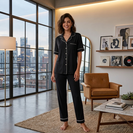 Comfort Fit Women's Loungewear Set | Half Sleeve Pajama & Button-Front Shirt Nightsuit – Available in Multiple Colors My Store