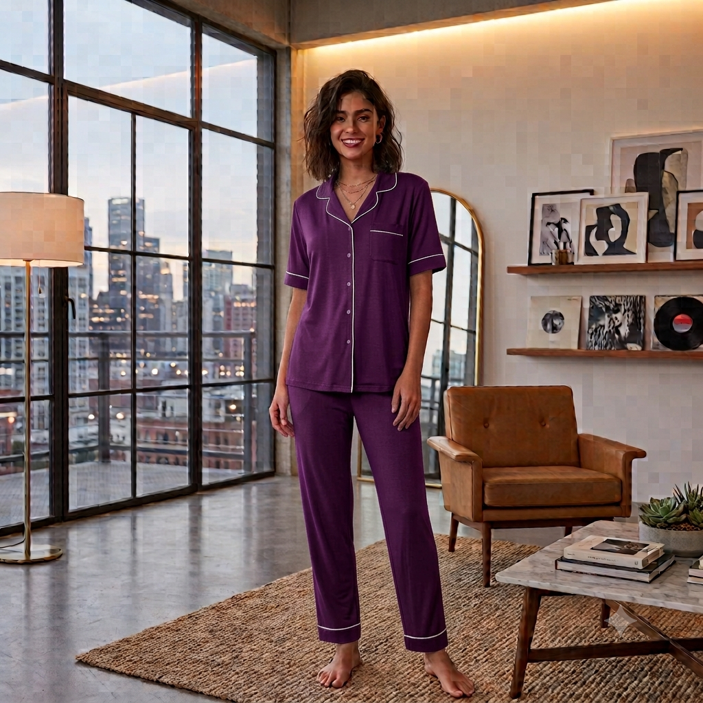 Comfort Fit Women's Loungewear Set | Half Sleeve Pajama & Button-Front Shirt Nightsuit – Available in Multiple Colors My Store