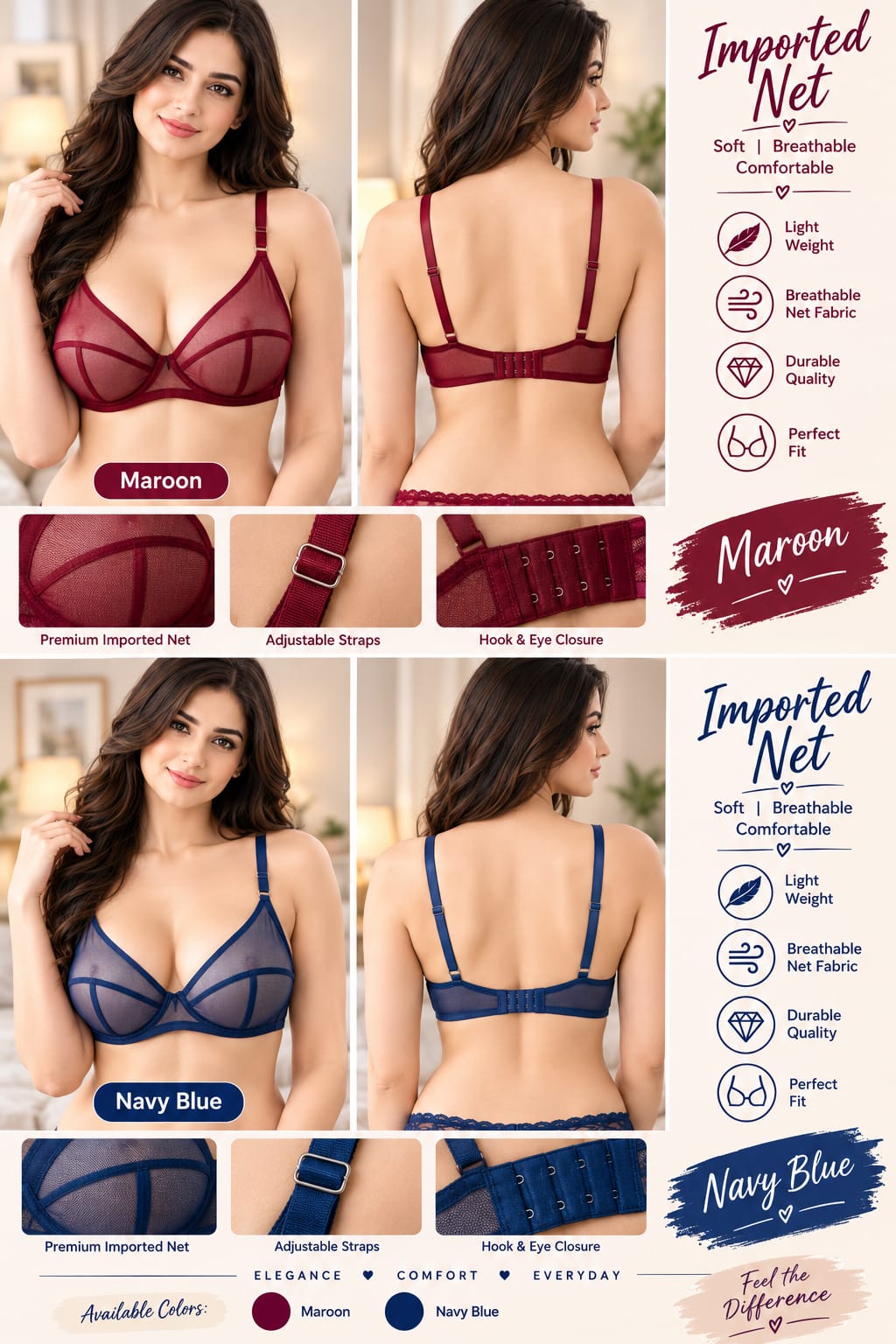 Transparent Net Bra ( Pack of Four)--My Store-My Store