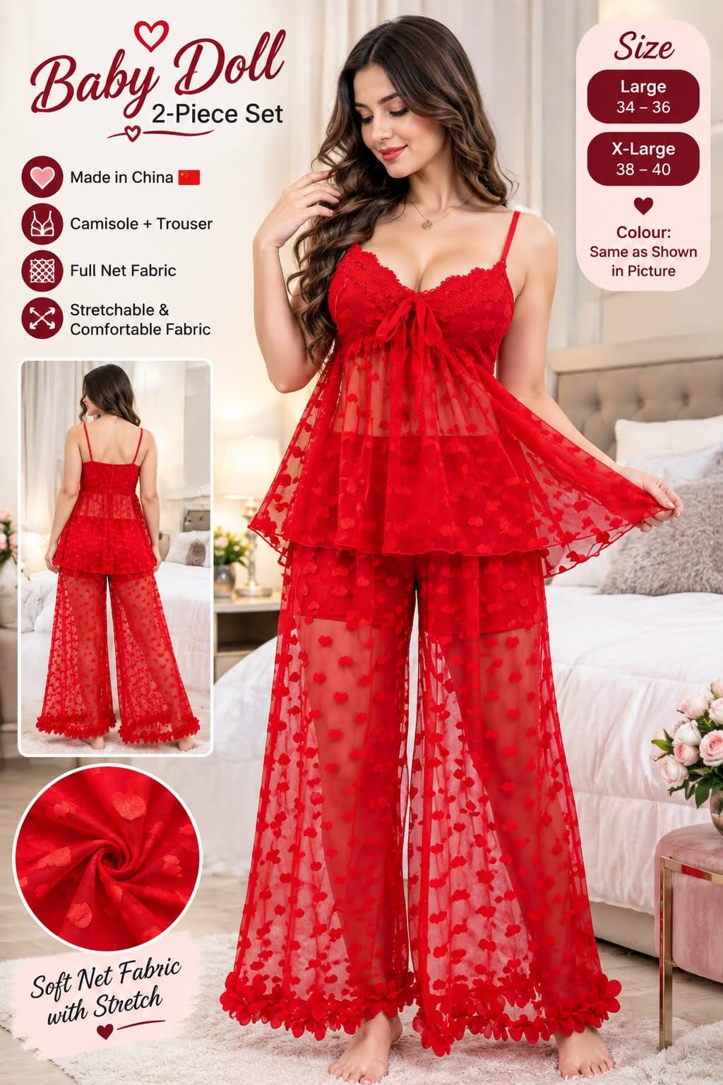❤️ Baby Doll 2-Piece Nightwear Set--My Store-My Store