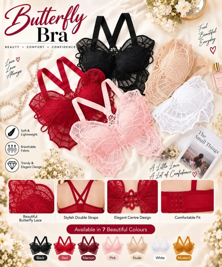 🦋 Premium Butterfly Lace Bra – Beauty, Comfort & Confidence SaholatMall.pk – Women’s Fashion & Lingerie Online in Pakistan