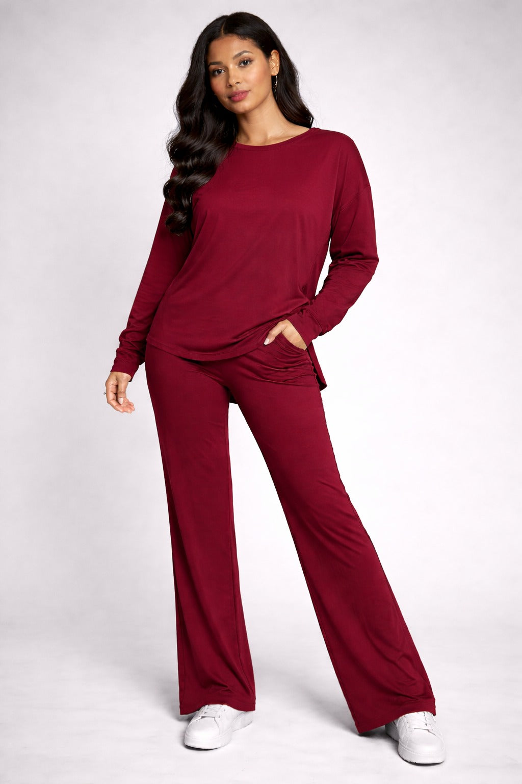 maroon plain flapper style night suit in cotton jersey for summer MH FASHION