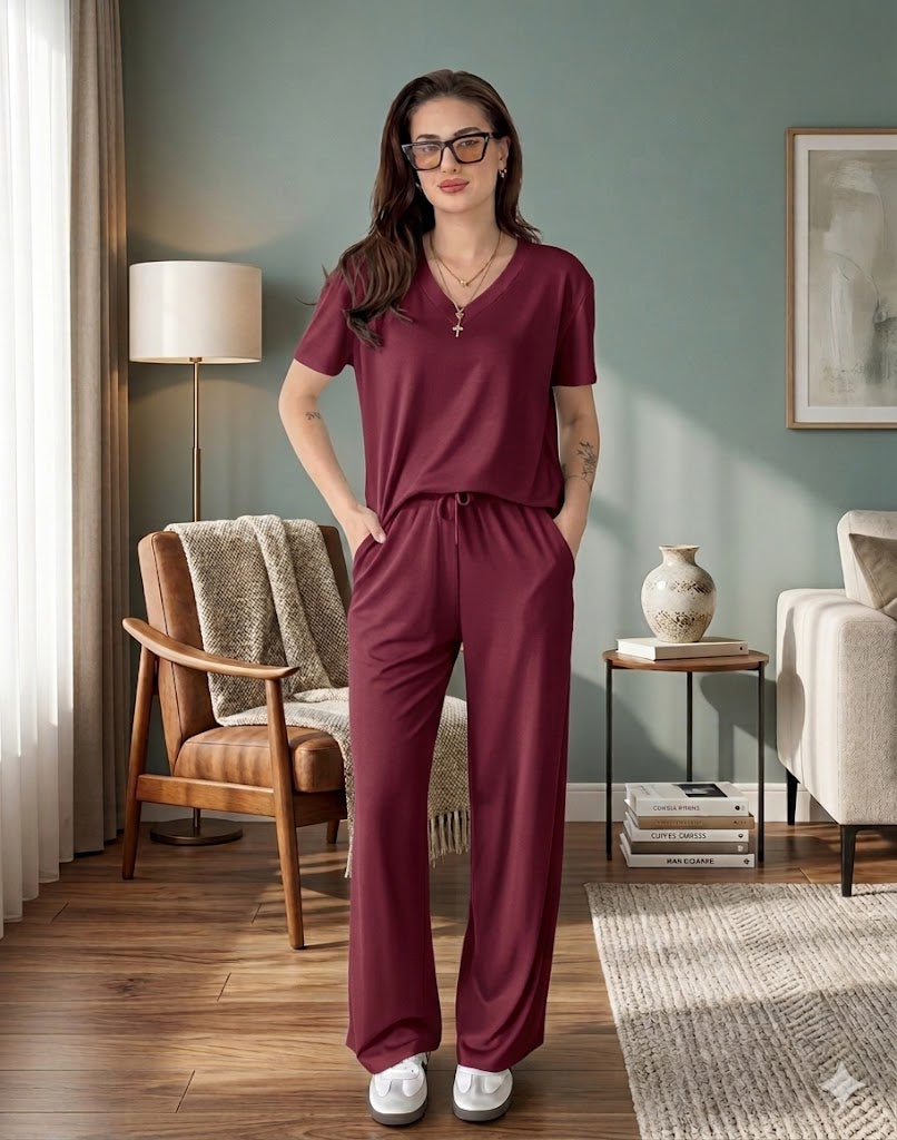 v neck half sleeves  style night suit in soft cotton fabric MH FASHION