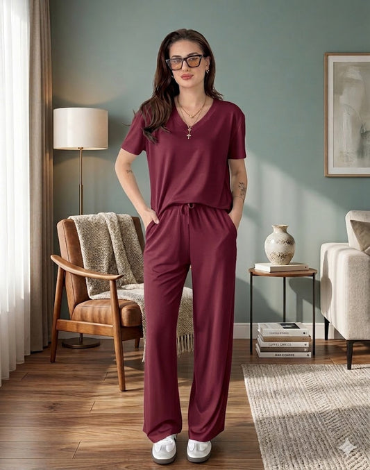 v neck half sleeves  style night suit in soft cotton fabric MH FASHION