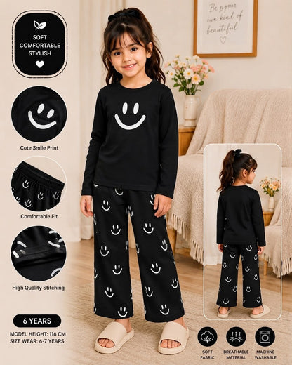 black smile printed kids night suits for girls SaholatMall.pk – Women’s Fashion & Lingerie Online in Pakistan