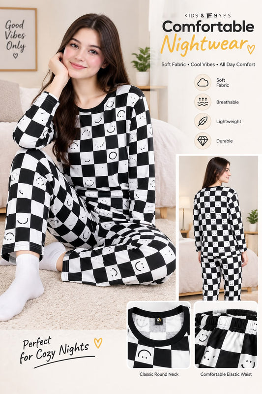 over all check Print Women's Night Suit – Cotton Sleepwear Set SaholatMall.pk – Women’s Fashion & Lingerie Online in Pakistan