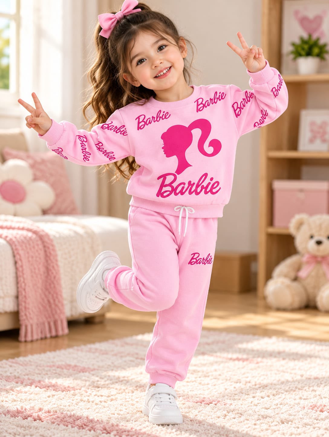 pink barbie  design printed  kids suit for winter SaholatMall.pk – Women’s Fashion & Lingerie Online in Pakistan