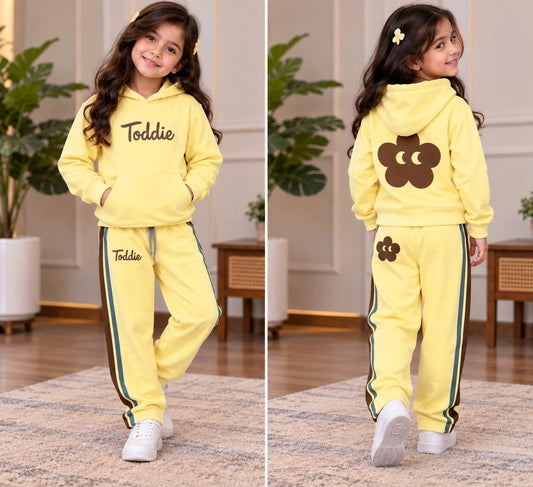 yellow toddie design printed  kids suit for winter