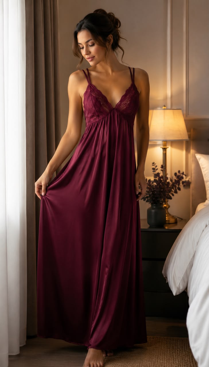 Pixy Elegant Lace Nighty for Women – Full Length Nightdress | Multiple Colors Pixy Undergarments